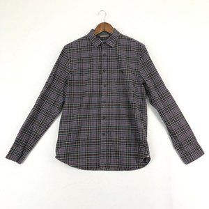 Wallin & Bros Men's Size Medium Blue Brown Button Down Collared Flannel Shirt